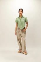 LINEN TRIGON CROP SHIRT view 7