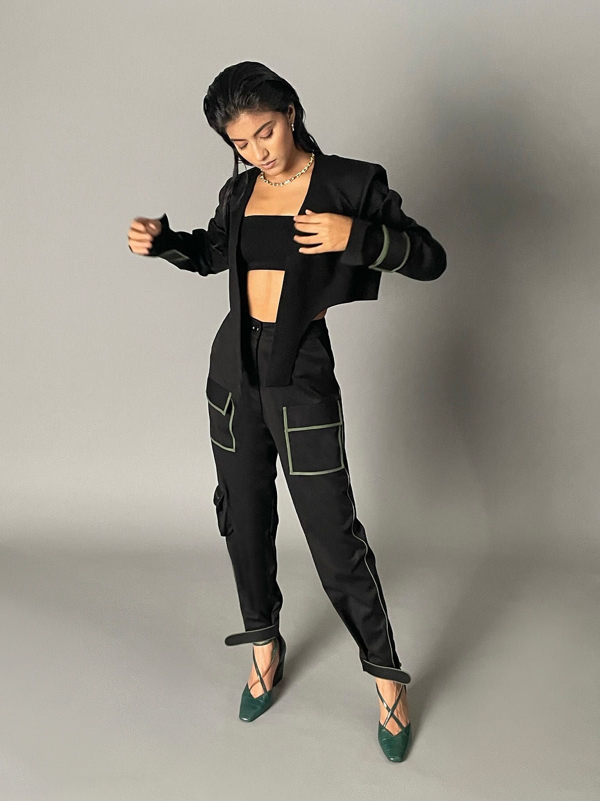 GOTHAM CROP BLAZER - image 1