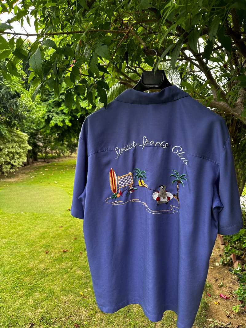 1 OF 1 - BEACH BREAK BOWLING SHIRT (Hand Embroidered)