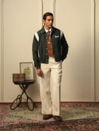 HIGHLANDERS PINSTRIPE SUITING BOMBER JACKET - II GREEN view 2
