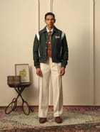 HIGHLANDERS PINSTRIPE SUITING BOMBER JACKET - II GREEN view 4