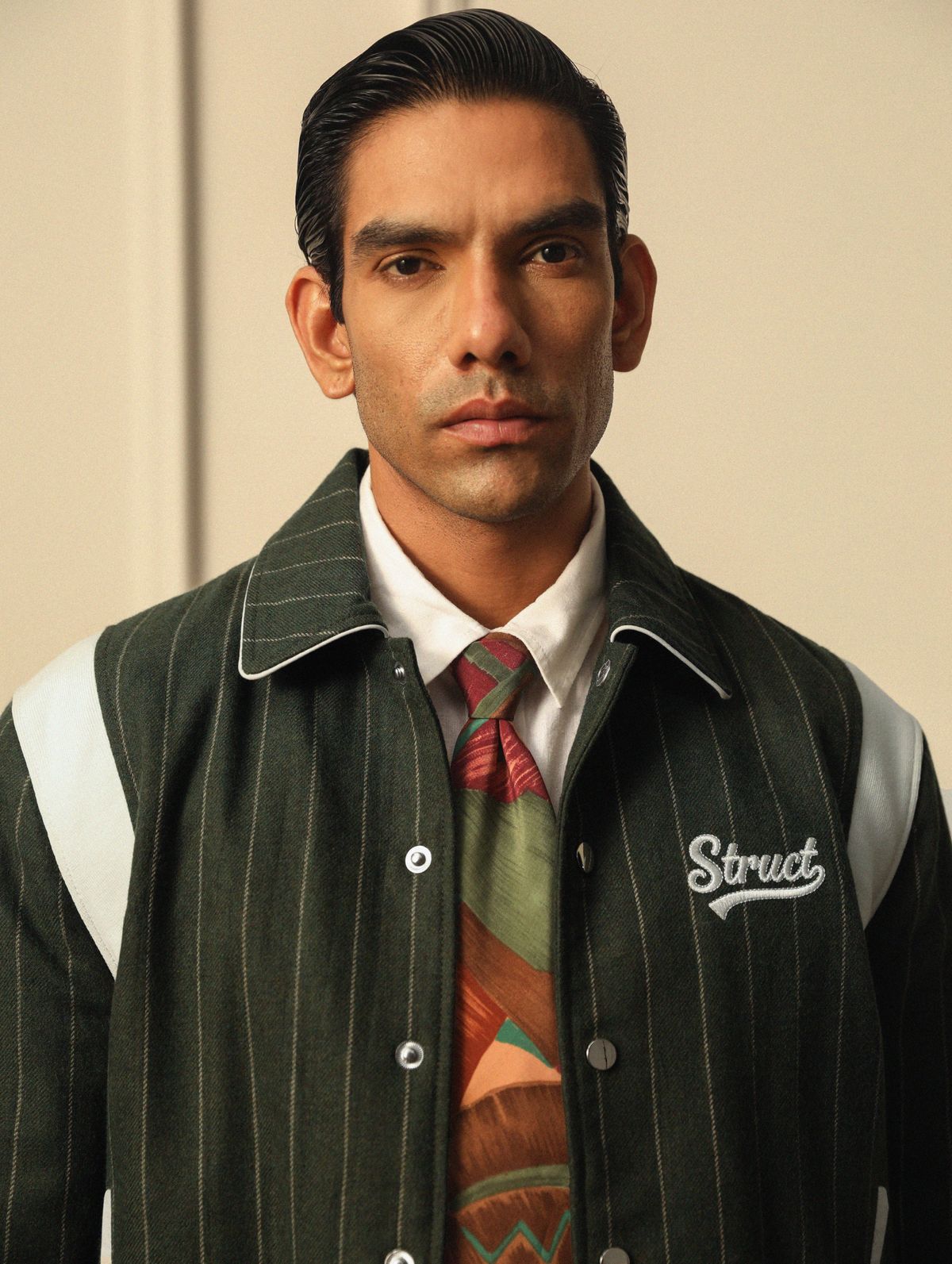 HIGHLANDERS PINSTRIPE SUITING BOMBER JACKET - II GREEN - image 8