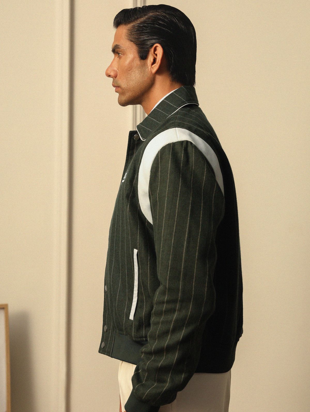 HIGHLANDERS PINSTRIPE SUITING BOMBER JACKET - II GREEN - image 9