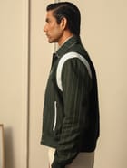 HIGHLANDERS PINSTRIPE SUITING BOMBER JACKET - II GREEN view 9