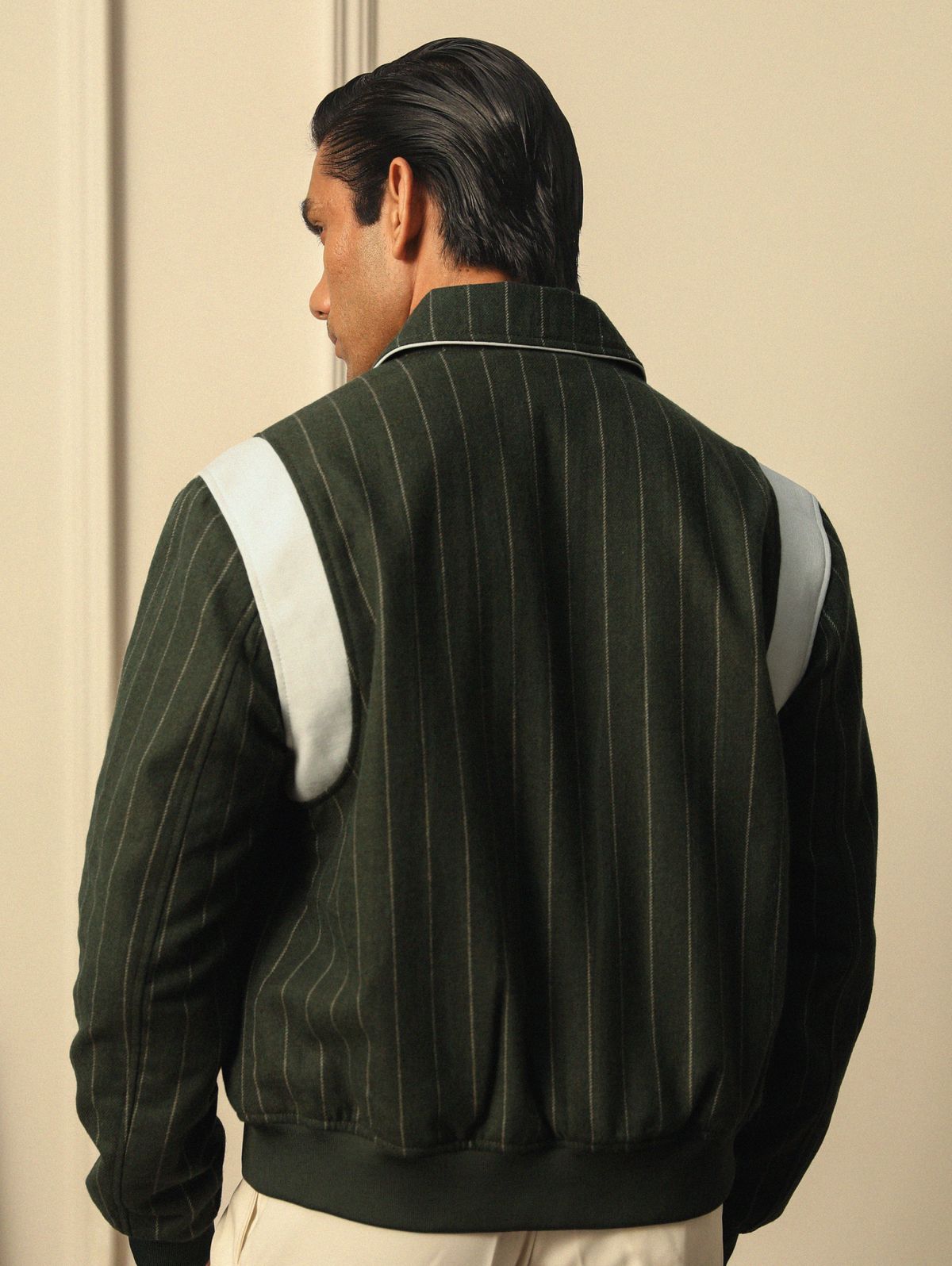 HIGHLANDERS PINSTRIPE SUITING BOMBER JACKET - II GREEN - image 10