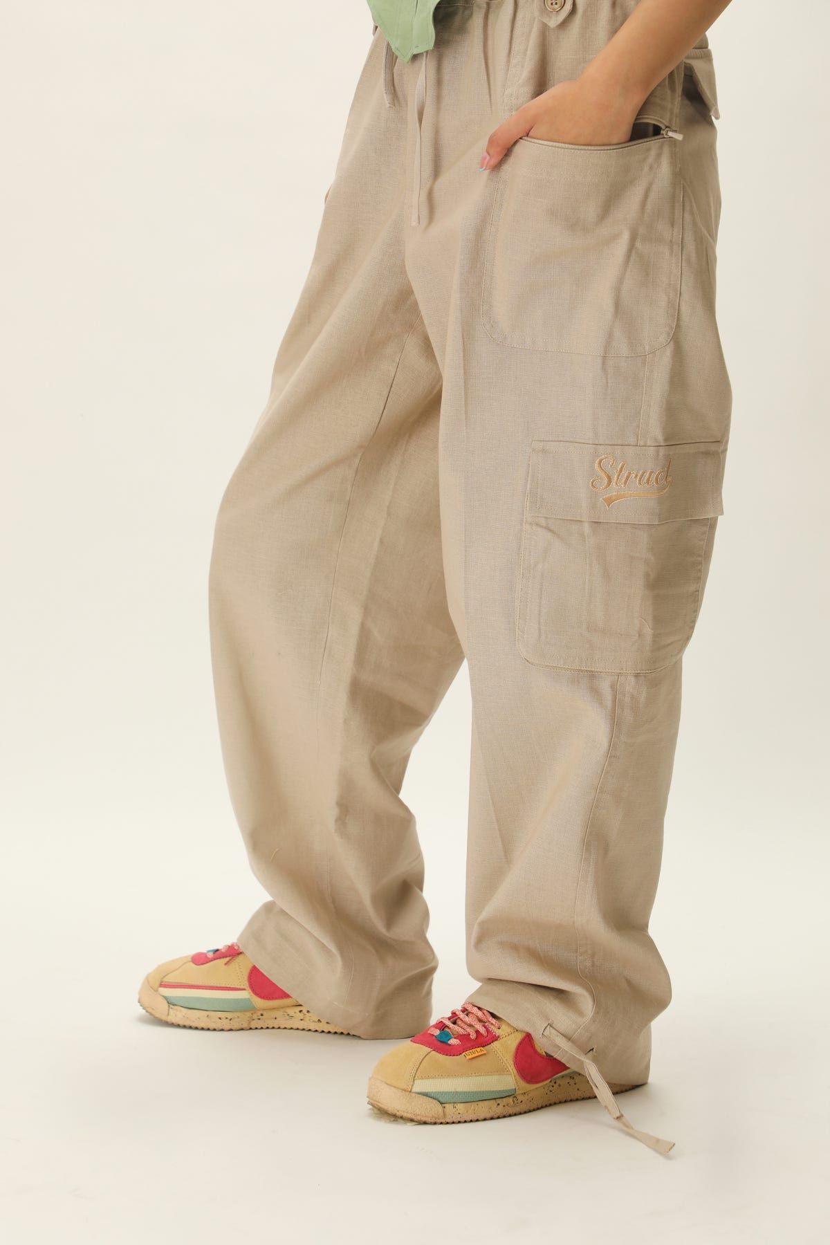 ECRU LINEN CARGOS - image 6