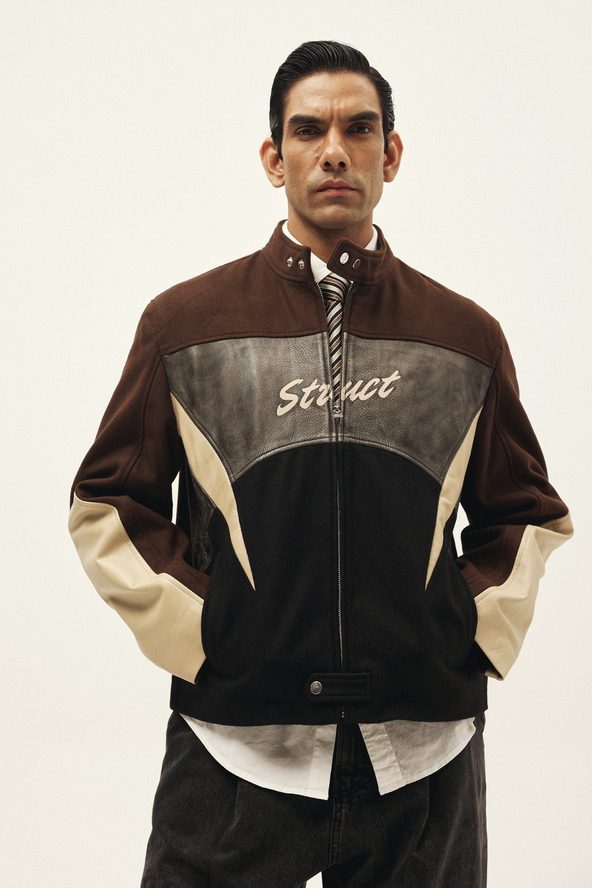 STRUCT DISTRESSED LEATHER RIDER JACKET BROWN - image 1
