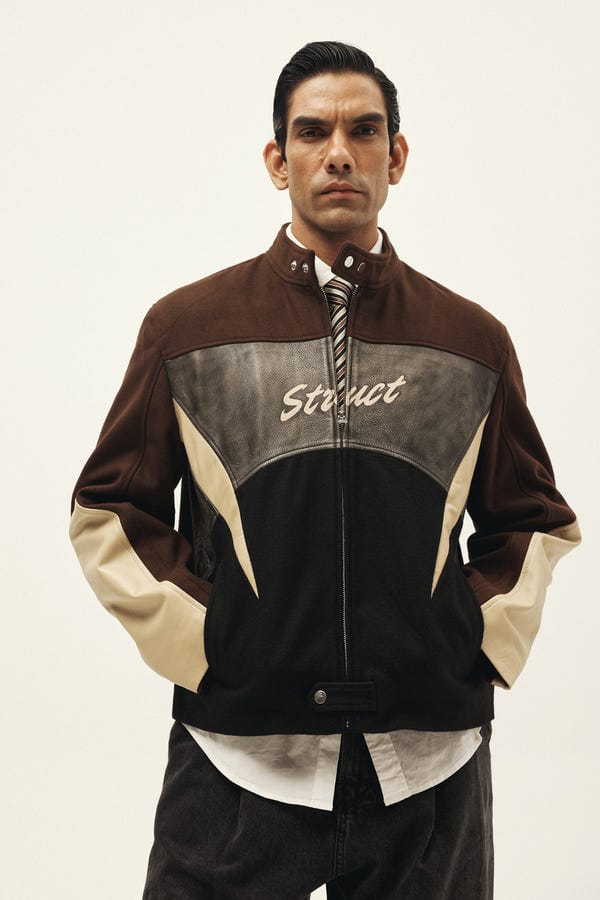 Struct — STRUCT DISTRESSED LEATHER RIDER JACKET BROWN