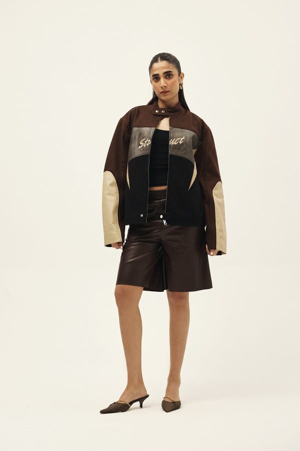 Struct — STRUCT DISTRESSED LEATHER RIDER JACKET BROWN