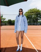 STRUCT RUFFLED PINSTRIPE SHIRT - COOL BLUE view 5