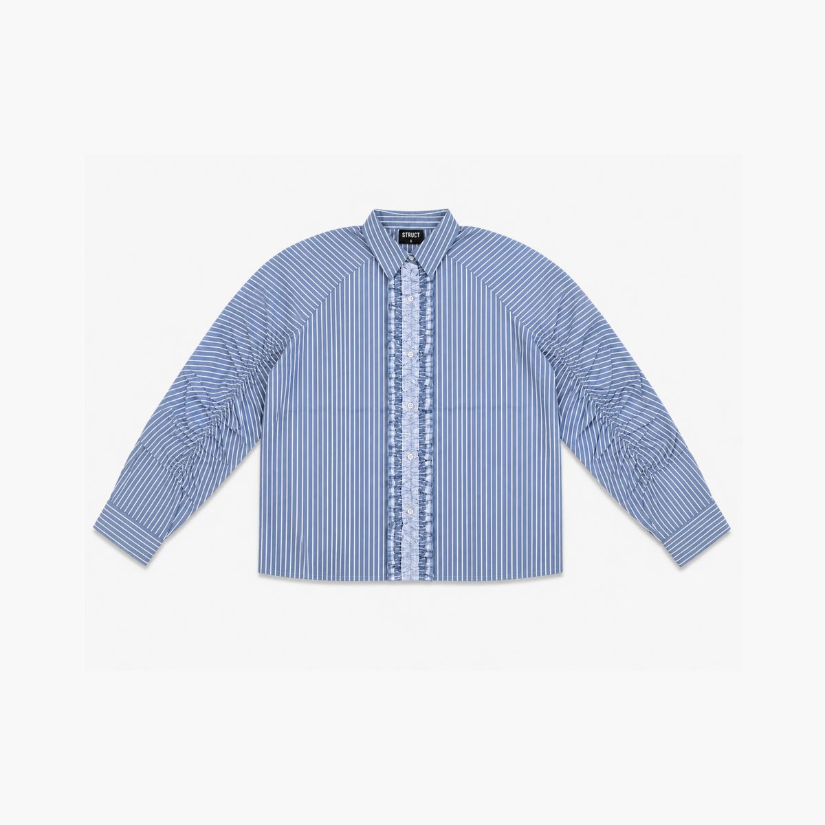 STRUCT RUFFLED PINSTRIPE SHIRT - COOL BLUE - image 7