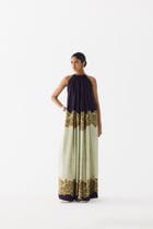 GREEN ALBA HALTER DRESS view 1