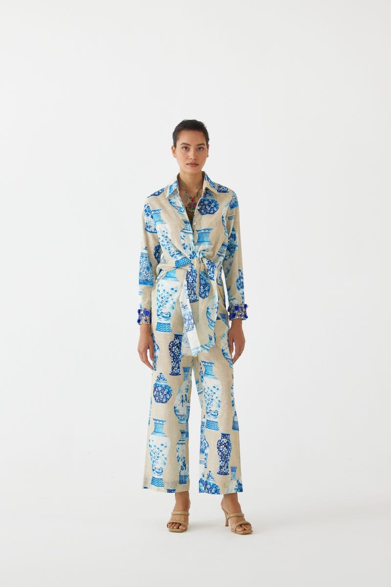 PORCELAIN KNOT TOP & TROUSERS CO-ORD