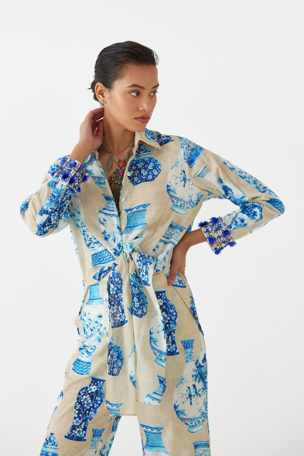 PORCELAIN KNOT TOP & TROUSERS CO-ORD - image 2