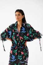 BLACK BOTANICA DRAWSTRING SHIRT AND TROUSERS CO-ORD view 2