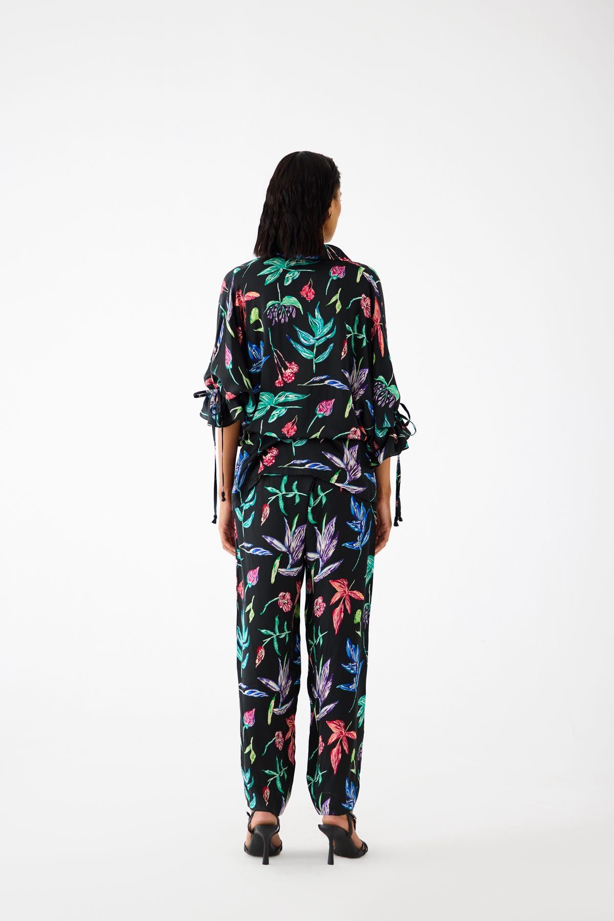 BLACK BOTANICA DRAWSTRING SHIRT AND TROUSERS CO-ORD - image 3