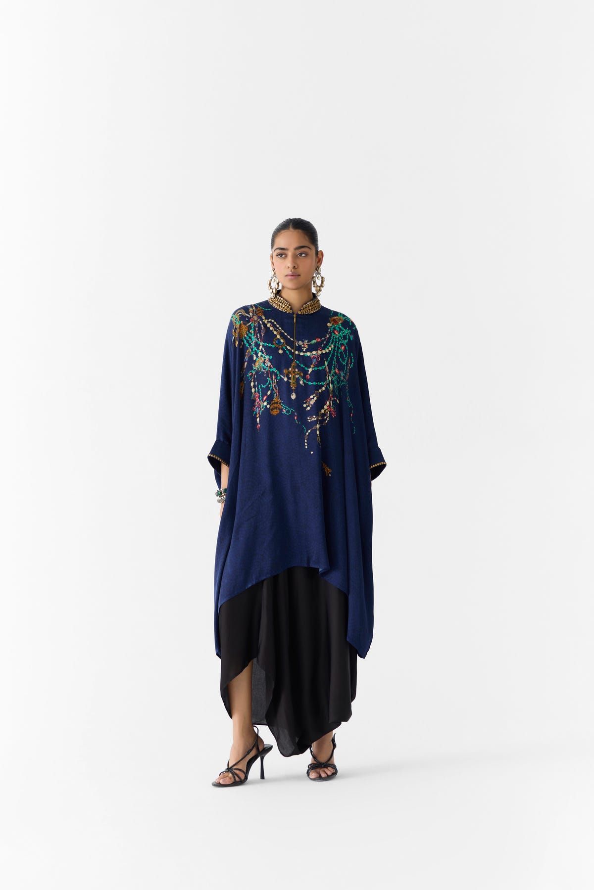 NAVY MAHARANI KIMONO & KNOT SKIRT - image 1