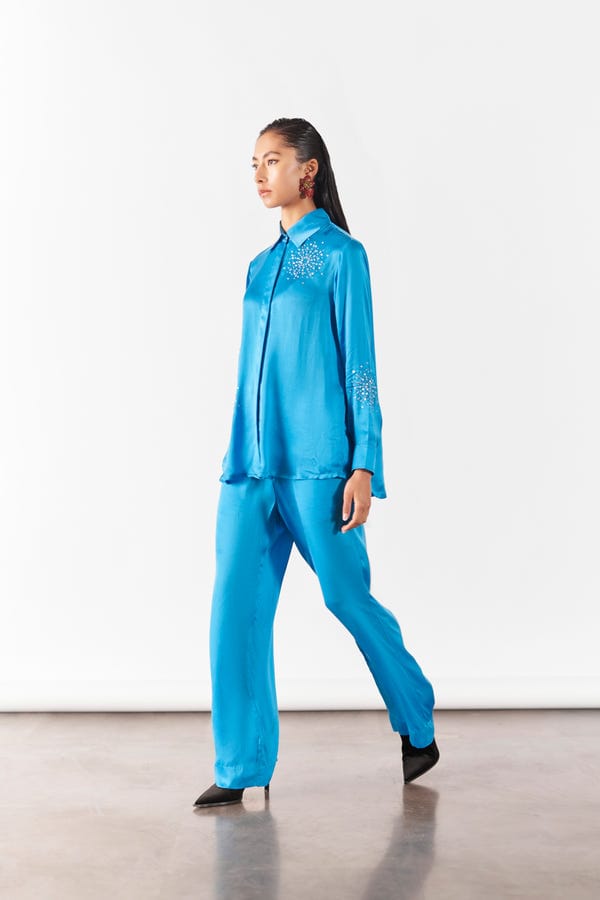 Studio Rigu — CYAN BRUNIA SHIRT AND TROUSERS CO-ORD