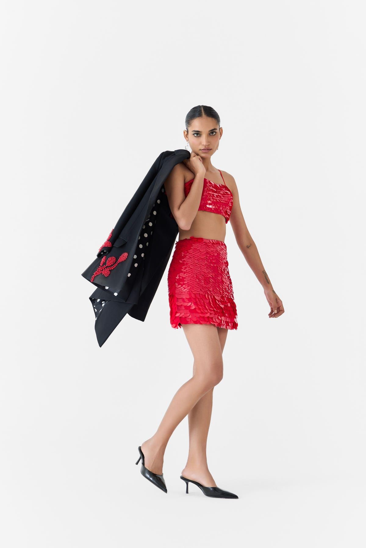 RUBY SEQUIN BUSTIER & SKIRT CO-ORD - image 2