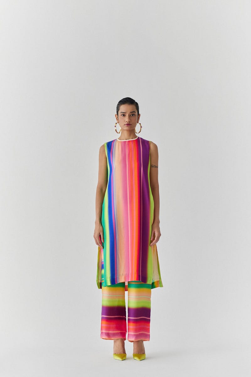 RAINBOW KURTA AND PANTS CO-ORD