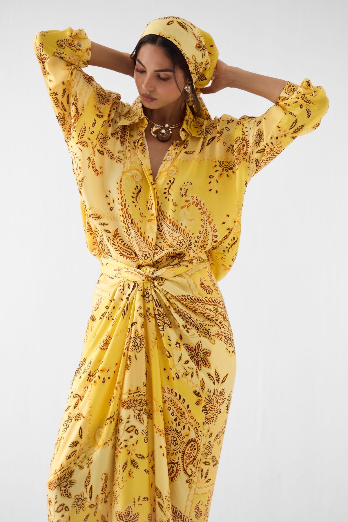 AMBI DRAPED SHIRT DRESS - image 3