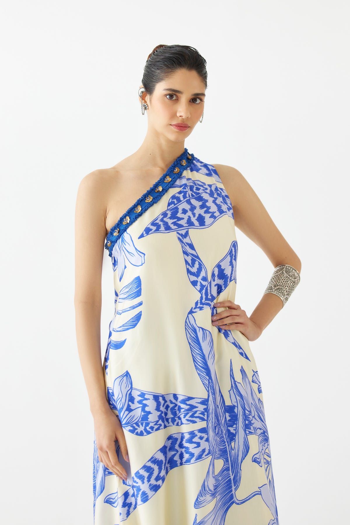 BLUE APHRODITE ONE SHOULDER KURTA & PANTS CO-ORD - image 2