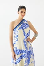 BLUE APHRODITE ONE SHOULDER KURTA & PANTS CO-ORD view 2