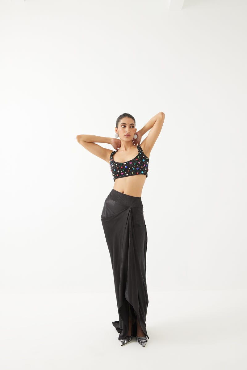 Solar Swarovski Blouse & Draped Skirt Co-ord