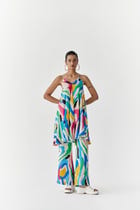 BRUSHSTROKE STRAPPY KURTA & FLARED TROUSERS CO-ORD view 1
