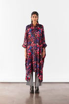 PEONY KIMONO WITH STRIPED STRAIGHT PANTS view 1