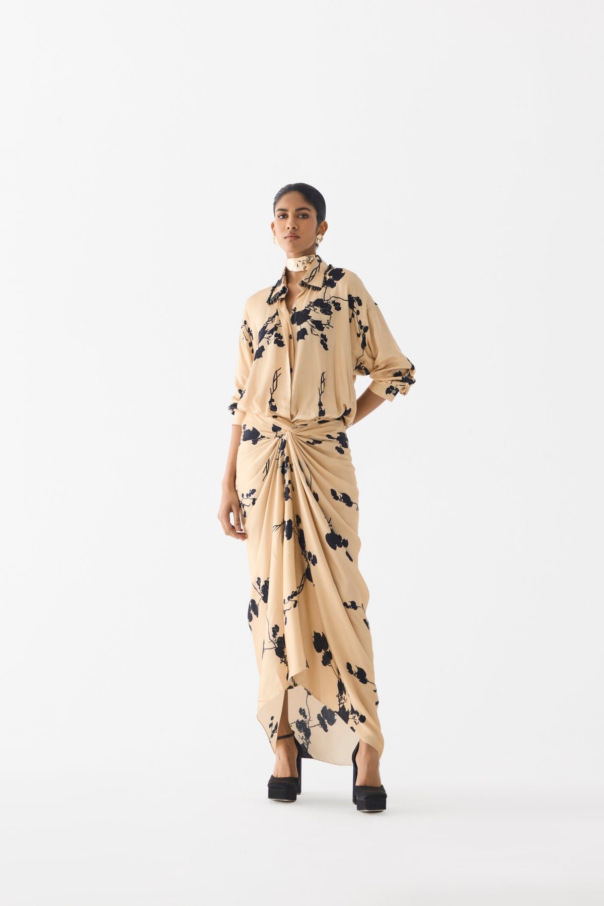 CREAM SAKURA SHIRT DRESS - image 1