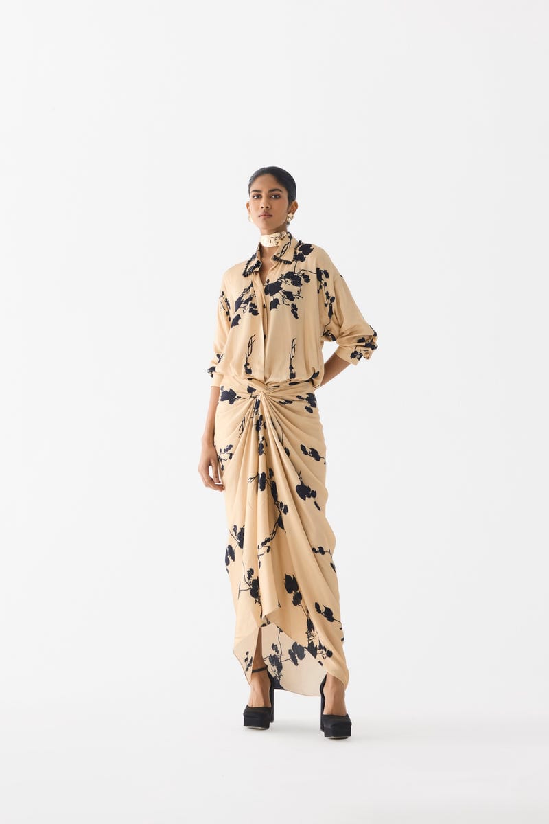 CREAM SAKURA SHIRT DRESS
