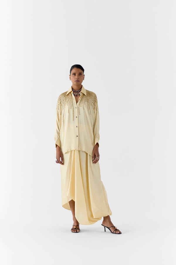 Studio Rigu — PEARL STUDDED SHIRT AND KNOT SKIRT