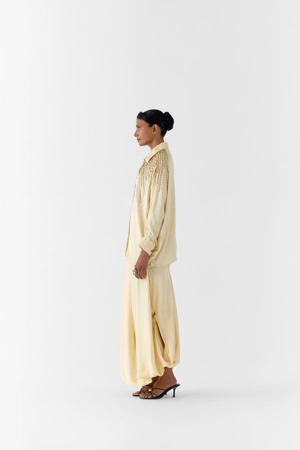 Studio Rigu — PEARL STUDDED SHIRT AND KNOT SKIRT