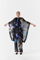 BLACK CRANE ORGANZA KIMONO & PANTS CO-ORD view 3