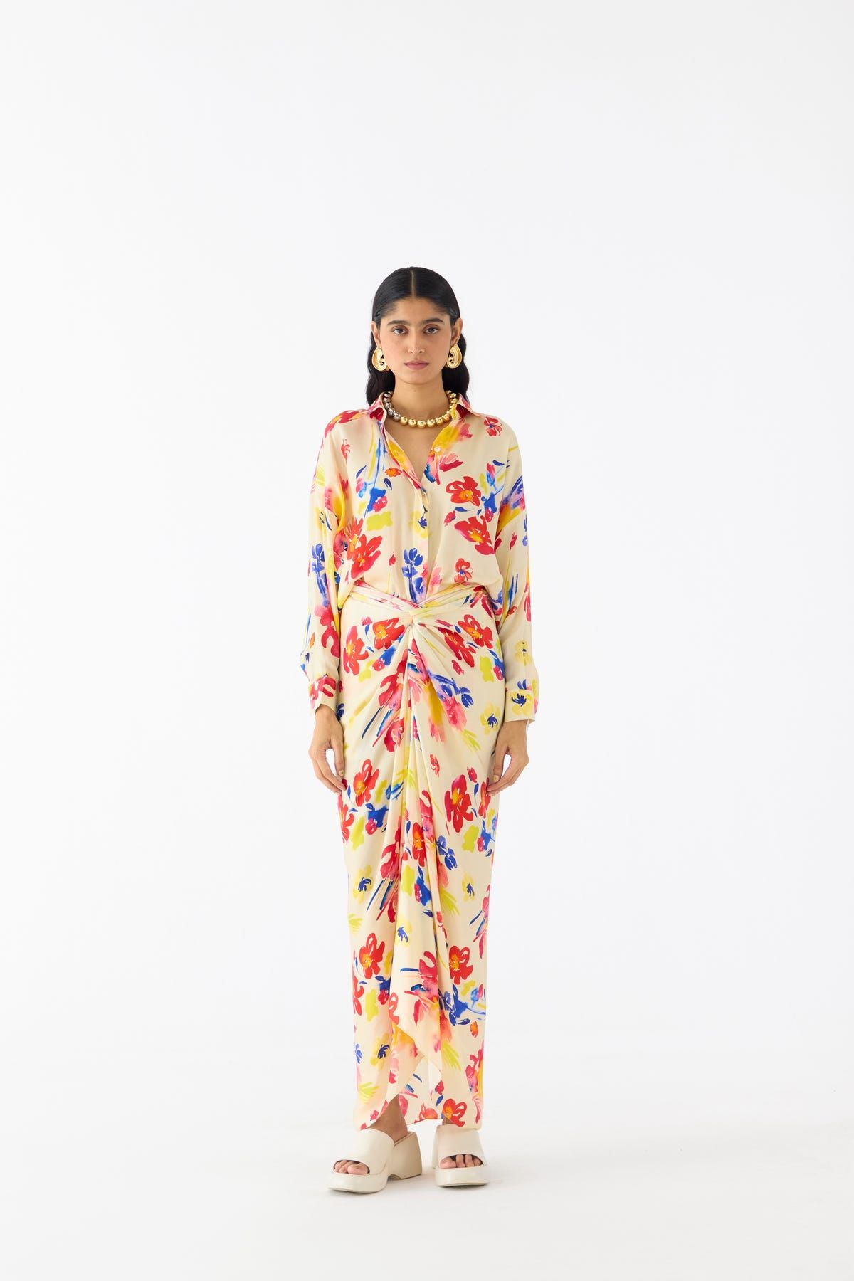 RIAD DRAPED SHIRT DRESS - image 1
