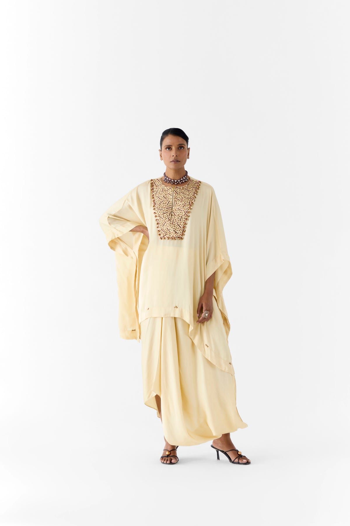PEARL EMBROIDERED KIMONO AND KNOT SKIRT - image 1