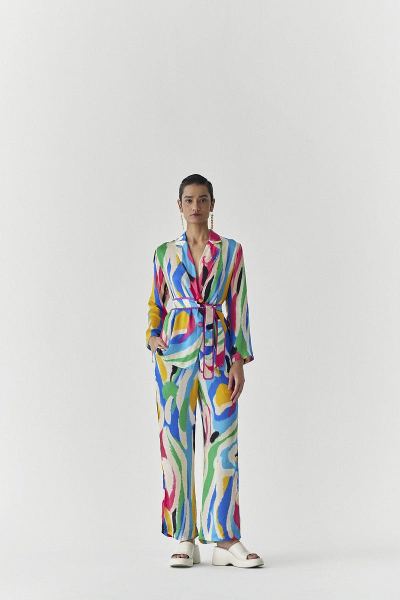 BRUSH STROKE BLAZER SHIRT & TROUSER CO-ORD