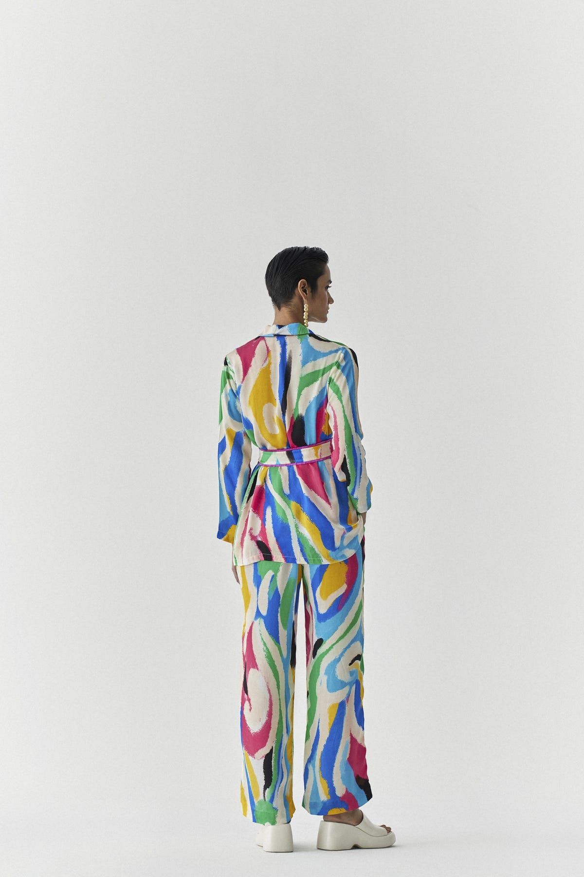 BRUSH STROKE BLAZER SHIRT & TROUSER CO-ORD - image 2