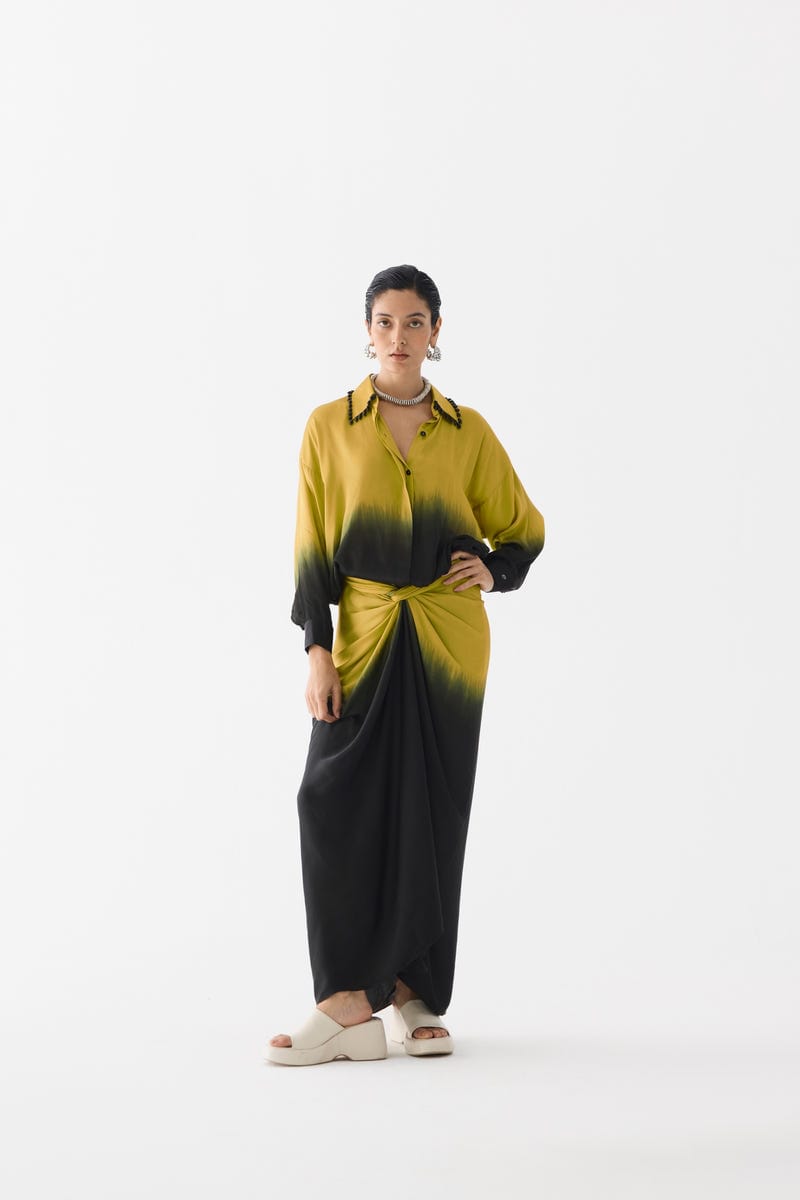 OLIVE BLACK SHIRT DRESS