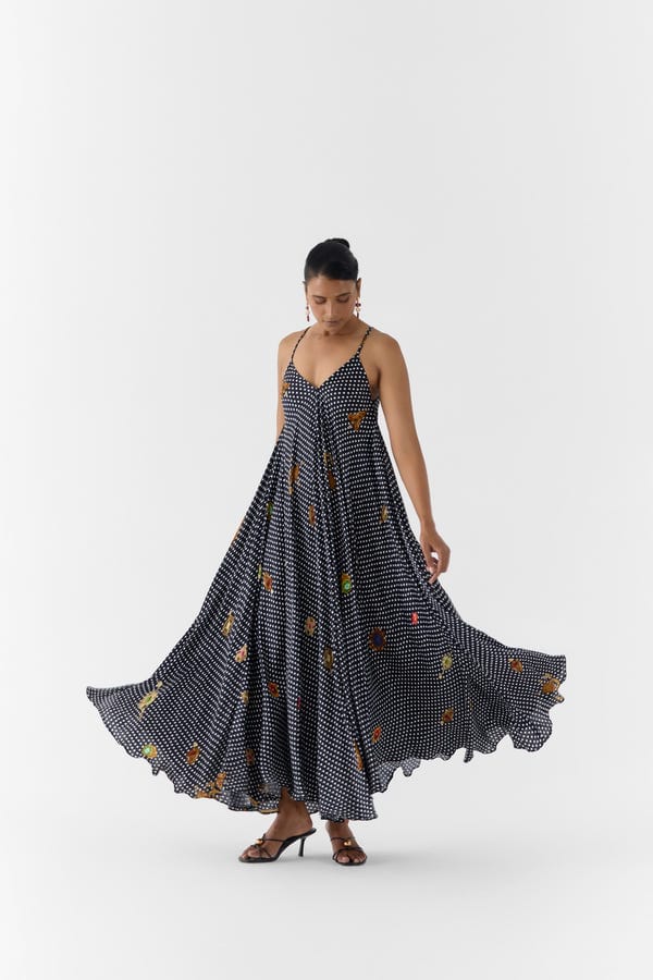 Studio Rigu — ONYX POLKA DOT STRAPPY DRESS