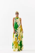 YELLOW ROSE HALTER DRESS view 1
