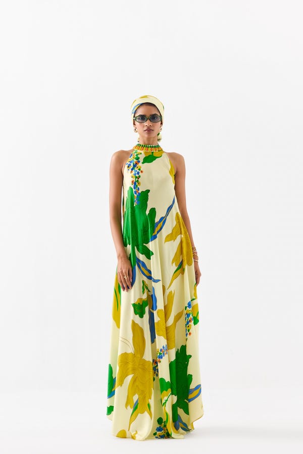 Studio Rigu — YELLOW ROSE HALTER DRESS