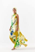 YELLOW ROSE HALTER DRESS view 2