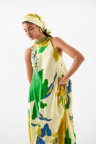 YELLOW ROSE HALTER DRESS view 3