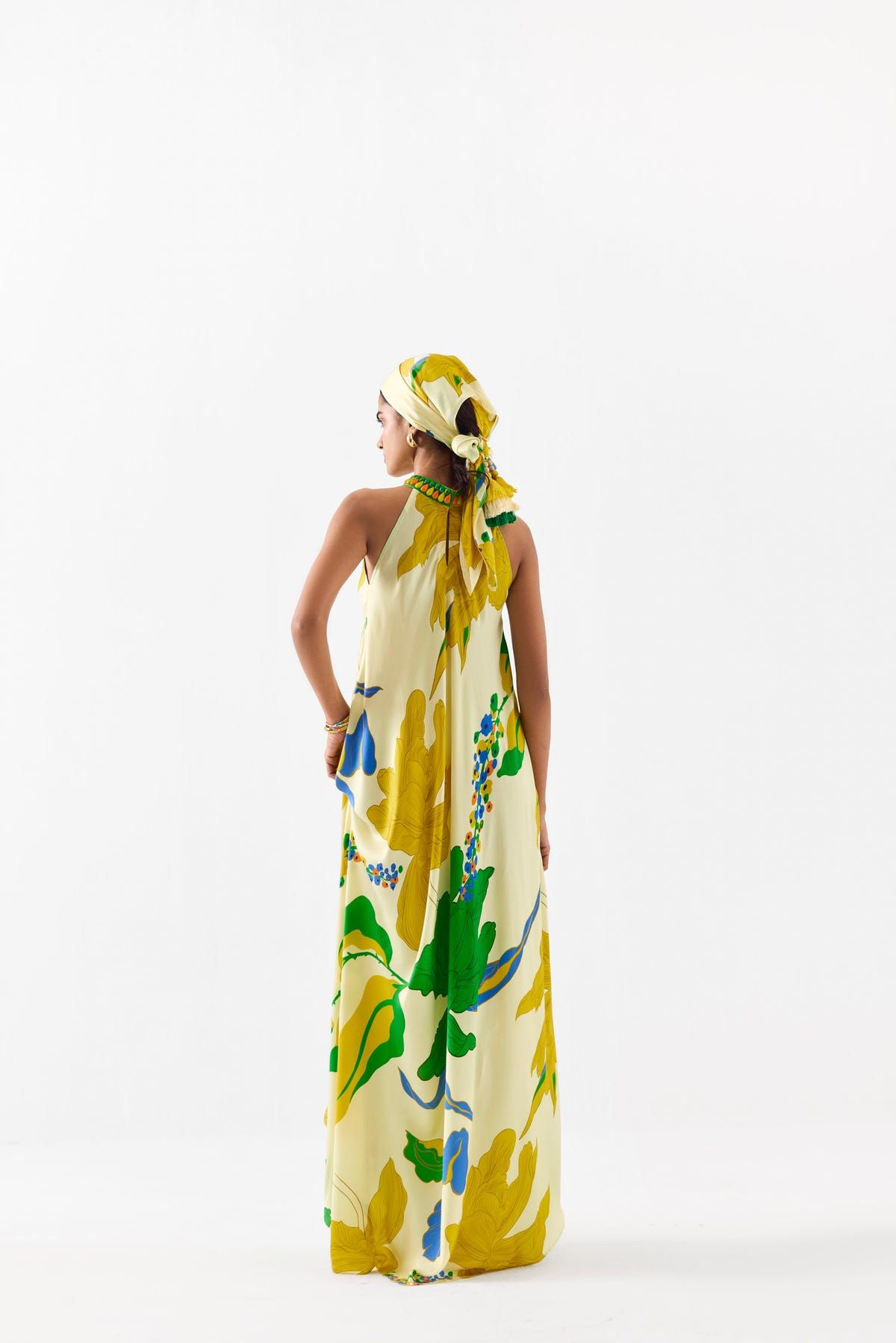 YELLOW ROSE HALTER DRESS - image 4