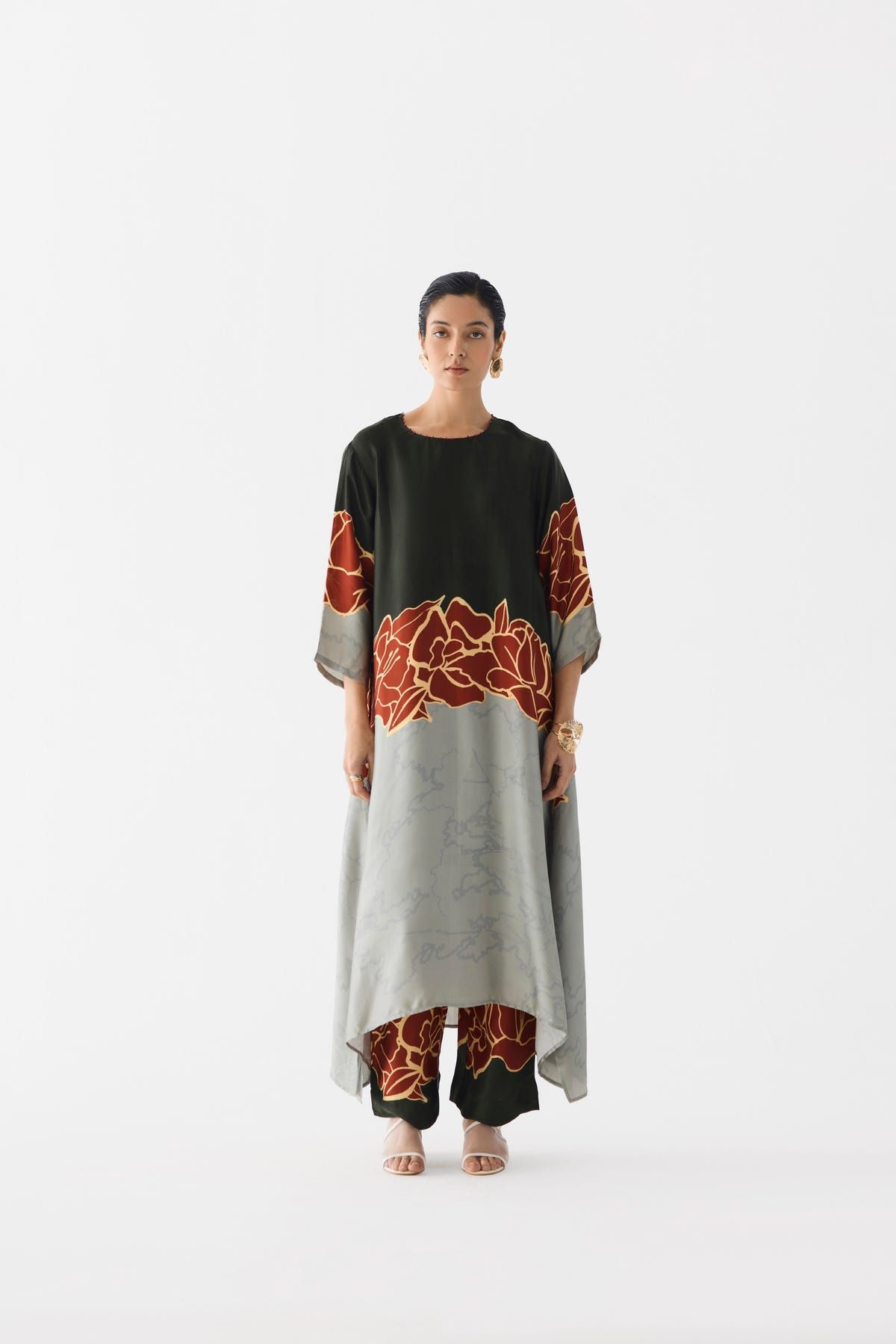 RED ALBA A-LINE KURTA & PANTS - image 1