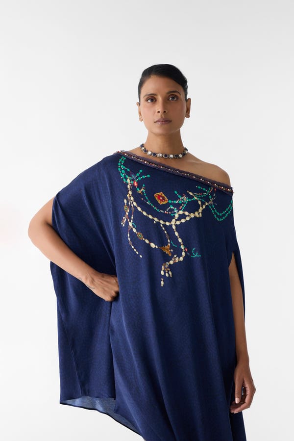 Studio Rigu — NAVY MAHARANI DRAPED DRESS & KNOT SKIRT