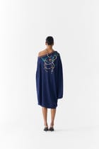NAVY MAHARANI DRAPED DRESS & KNOT SKIRT view 3