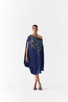 NAVY MAHARANI DRAPED DRESS & KNOT SKIRT view 4
